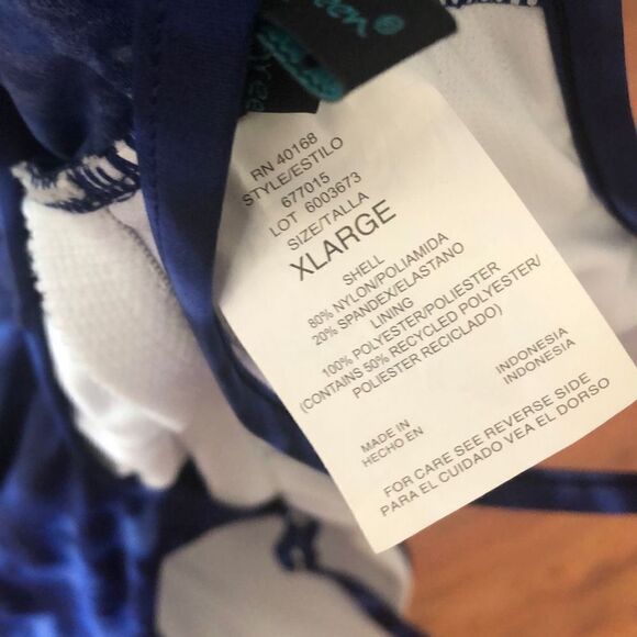 NWT Aquagreen Blue tie-dye ruched waist Cinch waist  One piece swimsuit, bathi - Picture 6 of 6